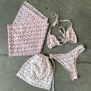 437 Bikini Set: includes top, bottom, sarong & bag